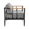 Armen Living Shari Outdoor Patio 4-Piece Lounge Set in Aluminum with Teak Wood and Gray Cushions 840254333079 - alternate 10